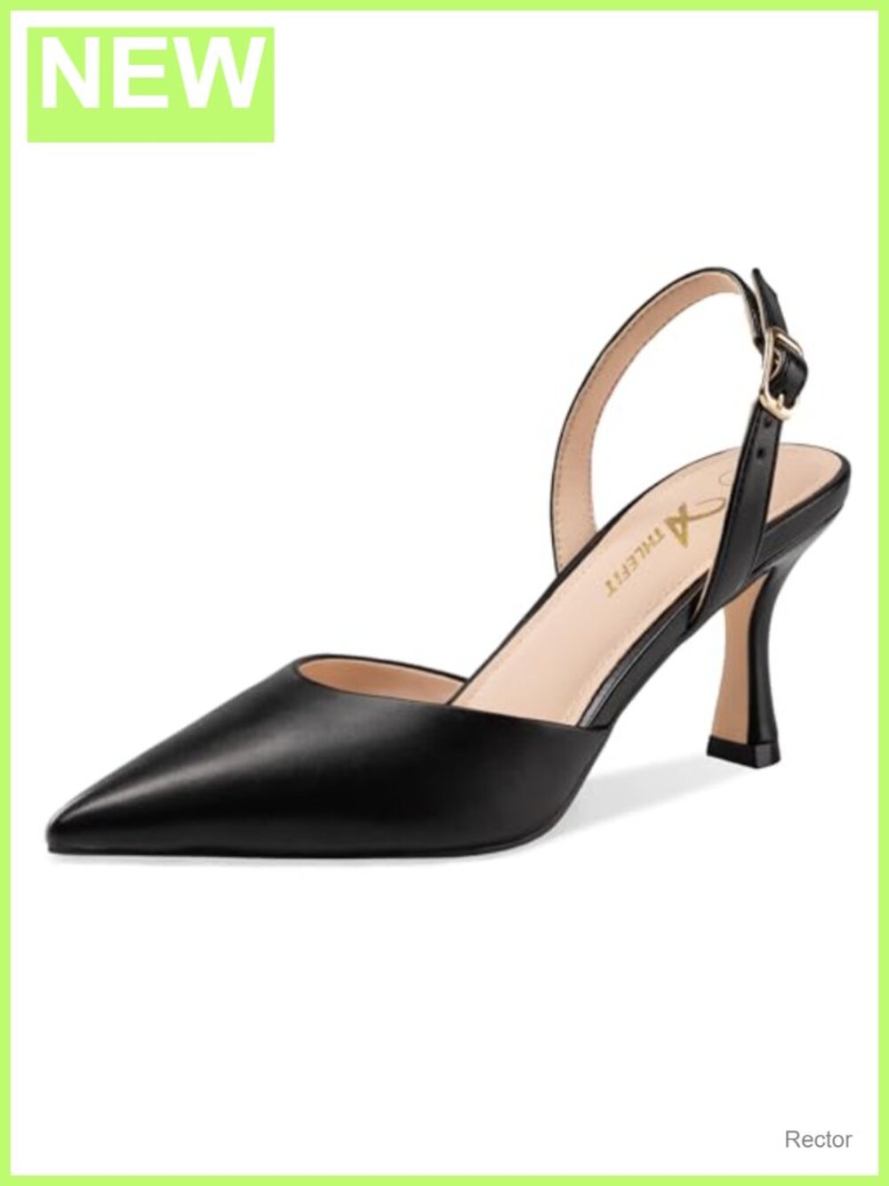 Women's Kitten Heels Pointed Toe Slip Resistant PU Pumps Slingback Dress Shoes